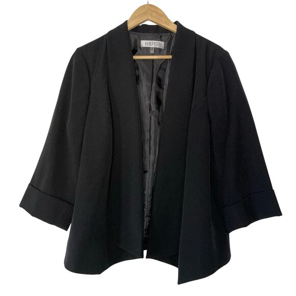 Kasper Women’s Open Front Blazer Drapey Wide Sleeve Crop Size 14W - Picture 1 of 8